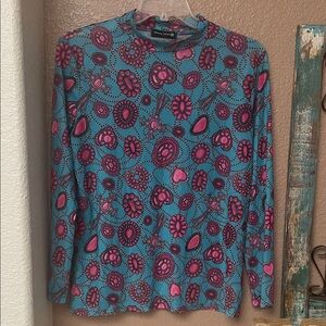 Stylish Turquoise and Pink conch Women's Mesh Top